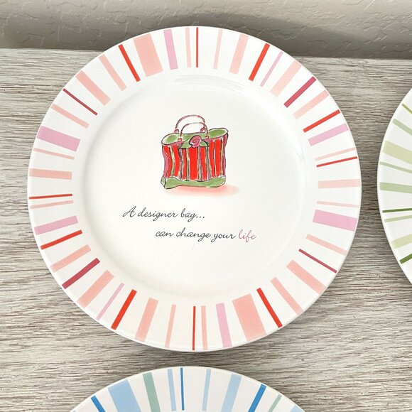 Plates Handbag Purse Theme Set 4 Rosanna 8" Dessert Salad Appetizers Ceramic - Picture 2 of 7